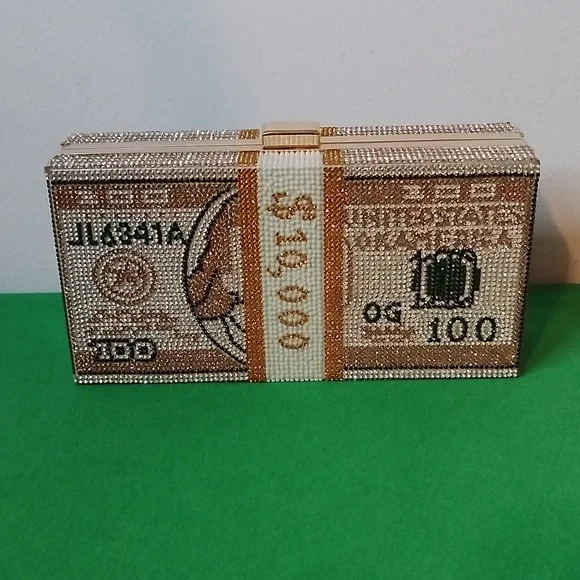 🎉Host Pick🎉 Gold Money Clutch With Rhinestones - Picture 3 of 6